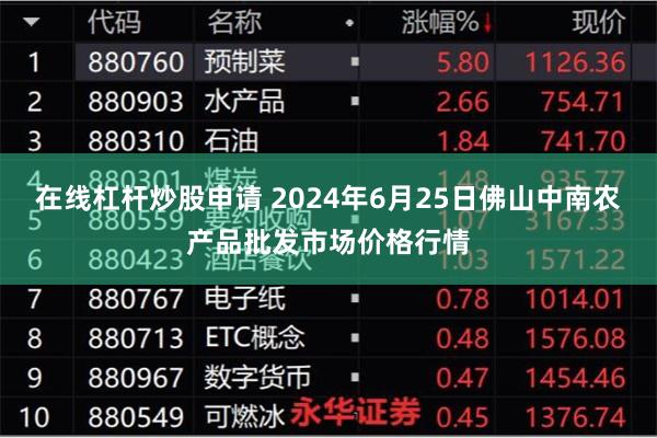 在线杠杆炒股申请 2024年6月25日佛山中南农产品批发市场价格行情